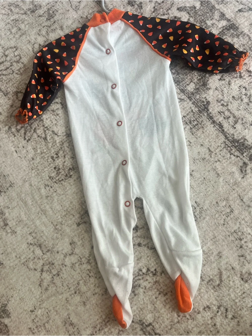 Vintage Disney Minnie Mouse Halloween Footie- White, Orange, Yellow, Black